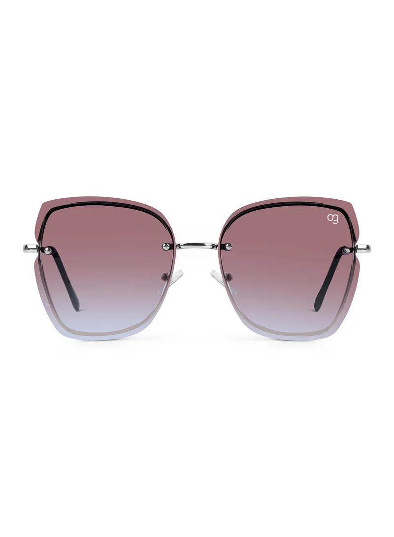 Woggles Latest & Stylish UV Protected Gradient Purple Cateye Rimless Sunglasses for Women