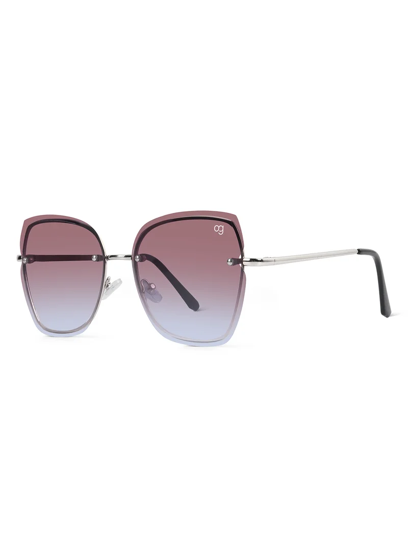 Woggles Latest & Stylish UV Protected Gradient Purple Cateye Rimless Sunglasses for Women
