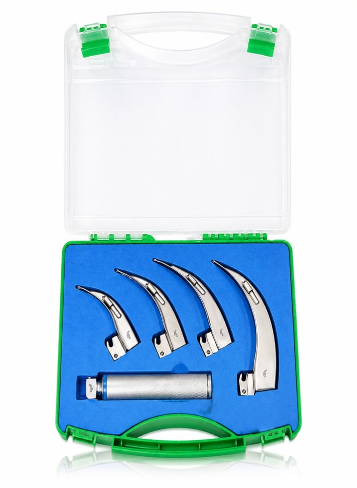 TNM Laryngoscope Training Set with 4 Blades – Educational Intubation Practice Kit for Medical & Nursing Students – Stainless Steel Simulation Tool - Image 1
