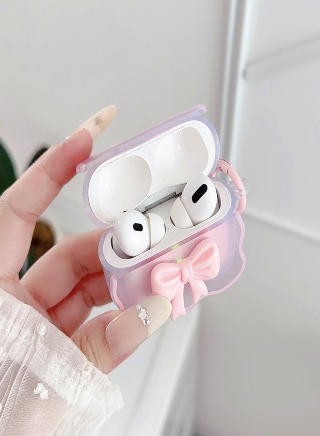 OTOPO Cute AirPods Pro 2/1 Gen Clear Case, Girly 3D Bow Design Soft TPU Protective Shockproof Kawaii Apple iPod Pro 2nd/1st Generation Cover with Cleaner Pen & Keychain Girls Women 2023/2022/2019 - Pink - Image 4
