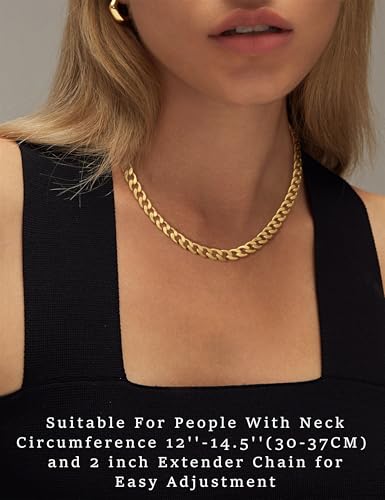 Moodear Gold Necklace for Women Chunky 14K Gold Plated Chain Necklace Cuban Link Chain Choker Necklace for Women Trendy Fashion Jewelry - Image 2