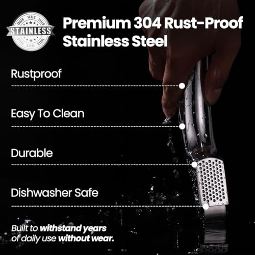 Gourmet Easy No Peeling Required Garlic Press Stainless Steel with Detachable Handle for Fine Mincing - Premium Garlic Mincer Tool, Rust-Proof, Easy to Clean, Dishwasher Safe Garlic Crusher with 5-Year Warranty - Image 2