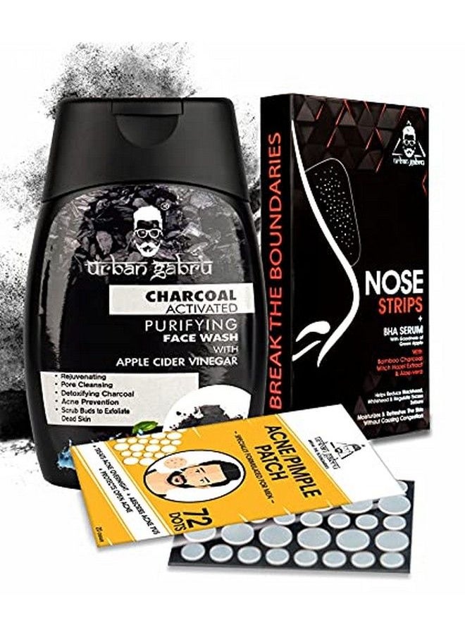 UrbanGabru Acne Pimple Patch Invisible Facial Stickers Cover Pimple/Acne Absorbing Patch (Pimple Patch + Charcoal Face Wash + Nose Strips)  - Image 1