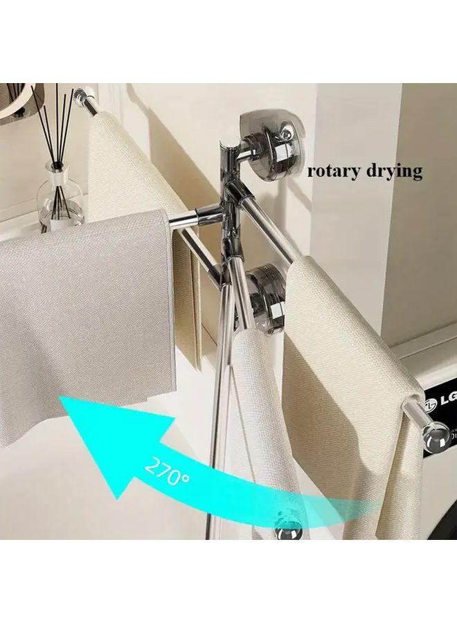 3 Bar Suction Cup Towel Rack Translucent Silver Wall Mounted Bathroom Organizer - Image 5