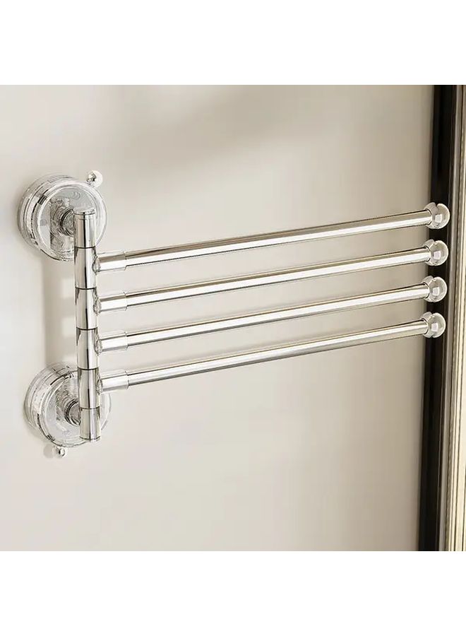 3 Bar Suction Cup Towel Rack Translucent Silver Wall Mounted Bathroom Organizer - Image 2