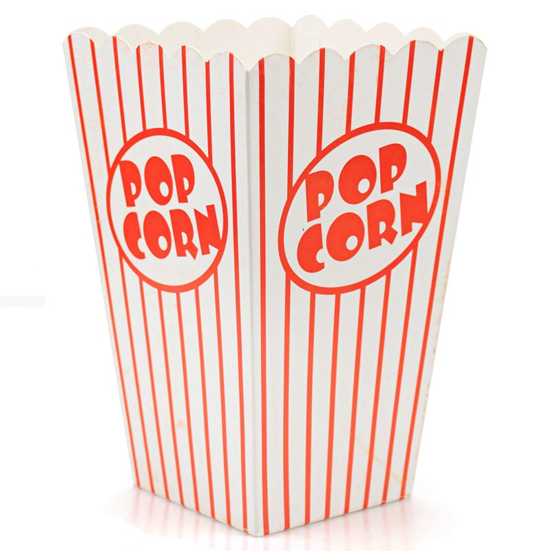 Bekith 100 Pack Paper OpenTop Popcorn Box Popcorn Containers Striped Red and White Great for Movie Theater Carnival Party