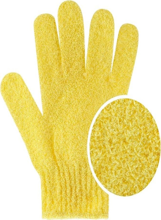 ATIMUNA Shower Bath Gloves - Natural Loofah Exfoliating and Cleansing Mitts - Double-Sided Microfiber Scrubber for Body and Face - Dead Skin Remover for Adults and Children - Soft Spa Massage Glove Set (1 Pair Glove) (YELLOW, FREE SIZE) - Image 4