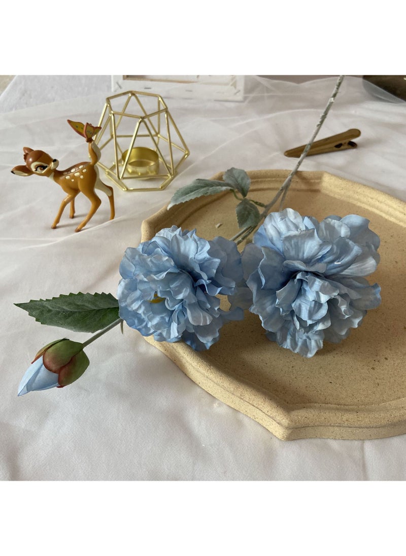 Generic 1 x 5 pcs 3-Head Peony Silk Flowers Elegant Artificial Bouquet Blue 