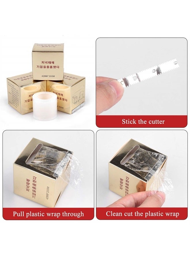 fenshine 4 PCS Disposable Eyebrow Tattoo Plastic Wrap Preservative Film For Professional Eyebrow Lips Permanent Make Up Supplies Wrap Cover Tape Roll (4 Rolls Preservative Film) - Image 2