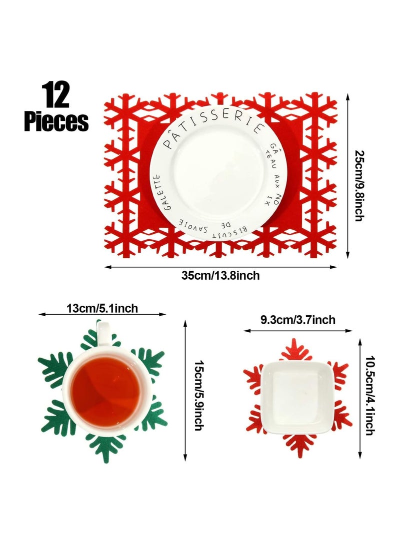12 قطعة من مفارش الأطباق اللباد مناسبة لمطاعم الفنادق والمفارش العائلية عيد الميلاد (الوقايات) - Image 3