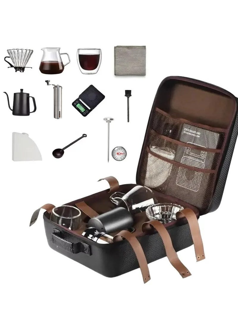 بريمو بلس مجموعة ماكينة تحضير القهوة ، 12 قطع من ملحقات القهوة مع حقيبة حمل محمولة، مجموعة قهوة باريستا بالتنقيط لحقيبة ادوات القهوة المختصة v60 - Image 4