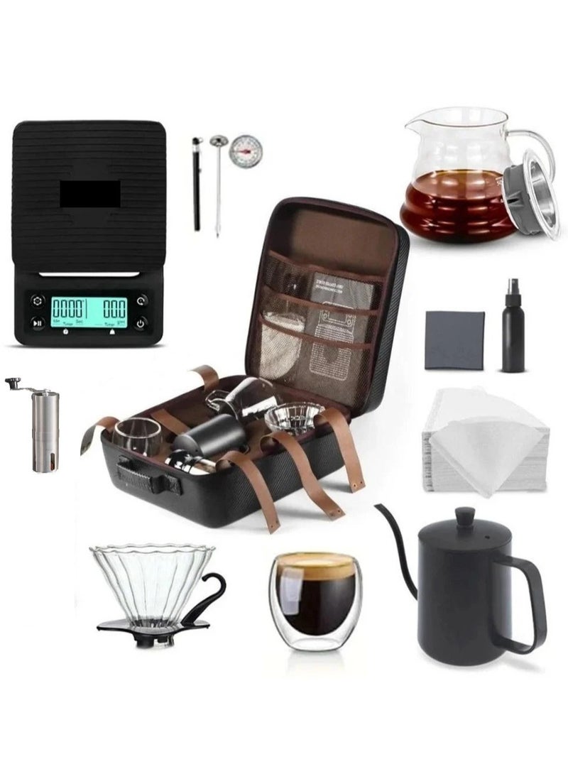 بريمو بلس مجموعة ماكينة تحضير القهوة ، 12 قطع من ملحقات القهوة مع حقيبة حمل محمولة، مجموعة قهوة باريستا بالتنقيط لحقيبة ادوات القهوة المختصة v60 - Image 3