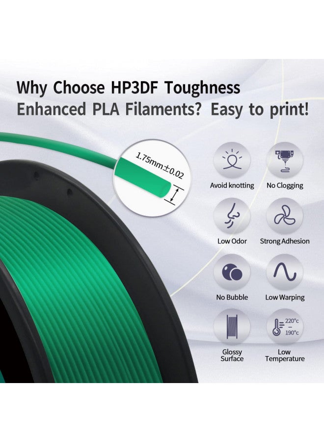 HP3DF PLA Filament, PLA Plus(PLA+), 3D Printer Filament, PLA Filament 1.75mm Dimensional Accuracy +/- 0.02mm, 1KG Spool (2.2 lbs), Fit Most FDM Printer (Silk Green PLA) - Image 1