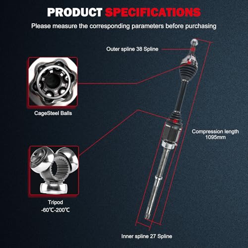 cciyu NCV11045 CV Axle Shaft Assembly Fit For Ford Explorer 3.5L,For Ford Police Interceptor Utility 3.5L,For Ford Police Interceptor Utility 3.7L 2015-2016 Front Right Passenger Side - Image 3