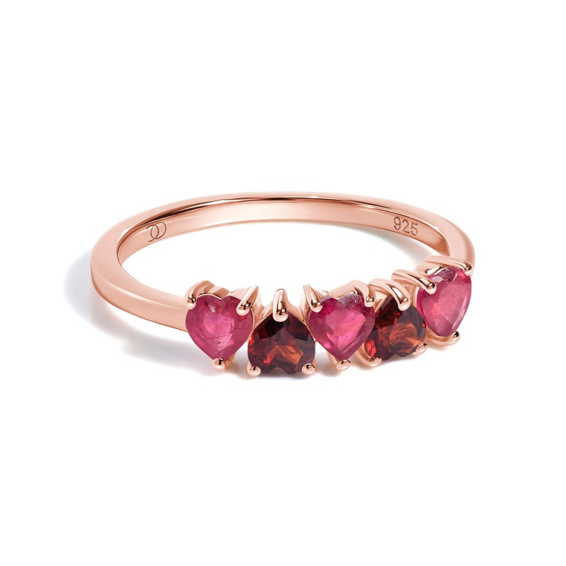 Moon Magic | Authentic Rainbow Moonstone Ring, Ruby, Garnet, Rose Quartz, Obsidian, Amethyst, Multi Color/Real 925 Sterling Silver | 18k Rose Yellow Gold Birthstone Rings for Women/Genuine Gemstones - Image 1