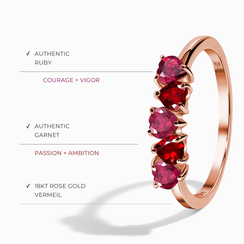 Moon Magic | Authentic Rainbow Moonstone Ring, Ruby, Garnet, Rose Quartz, Obsidian, Amethyst, Multi Color/Real 925 Sterling Silver | 18k Rose Yellow Gold Birthstone Rings for Women/Genuine Gemstones - Image 3