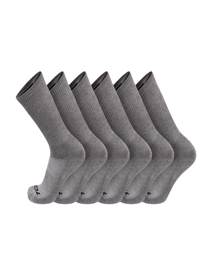TCK Work & Athletic Crew Socks for Men & Women - X-Large, Grey, 6-Pack - Image 1