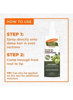 Olive Oil Formula Leave In Conditioner Spray, Shine Therapy, Instantly Detangle, Soften and Smooth Textured and Curly Hair, 8.5 Ounces