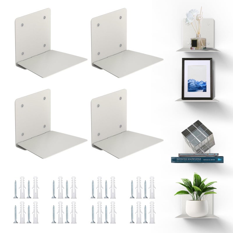 Eapele Floating Book Shelves for Wall Steel Constructed Hidden Bookshelf with Mounting Hardware Grey 4pcs