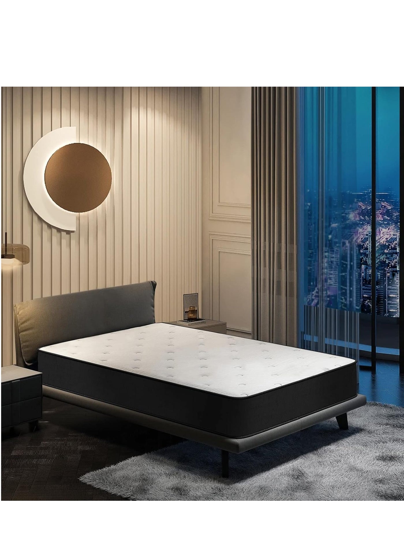Harmony Home Bonnel Spring King Size Mattress - 180 cm Width, 200 cm Length, 24 cm Height, White for Premium Comfort, Support, and Durability