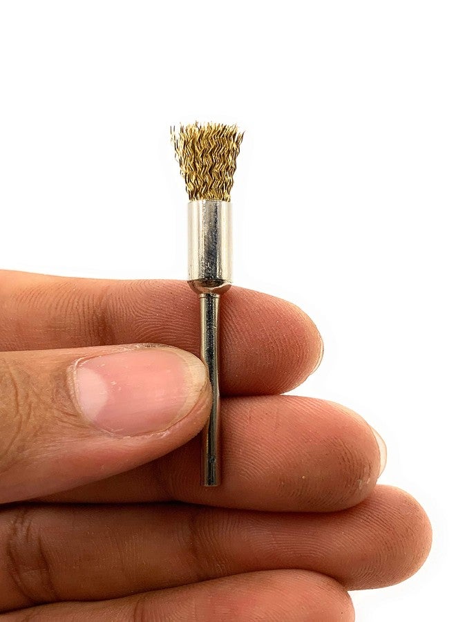 Aone Brass Wire End Brushes Thupi 5pcs for Satin Finish, Deburring, Rust Removal & Cleaning for Dremel Rotary Tool, Micro Hand Motor, Polishing Motor for Jewellery Making, Watchmaking, Model Making - Image 2