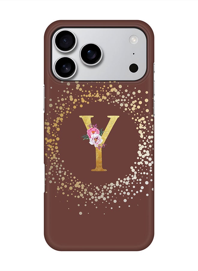 Stylizedd For iPhone 17 Pro Max,Case, [Compatible with MagSafe] Magnetic cover Slim fit Protection Matte, - Custom Monogram Floral - Y  (Brown )