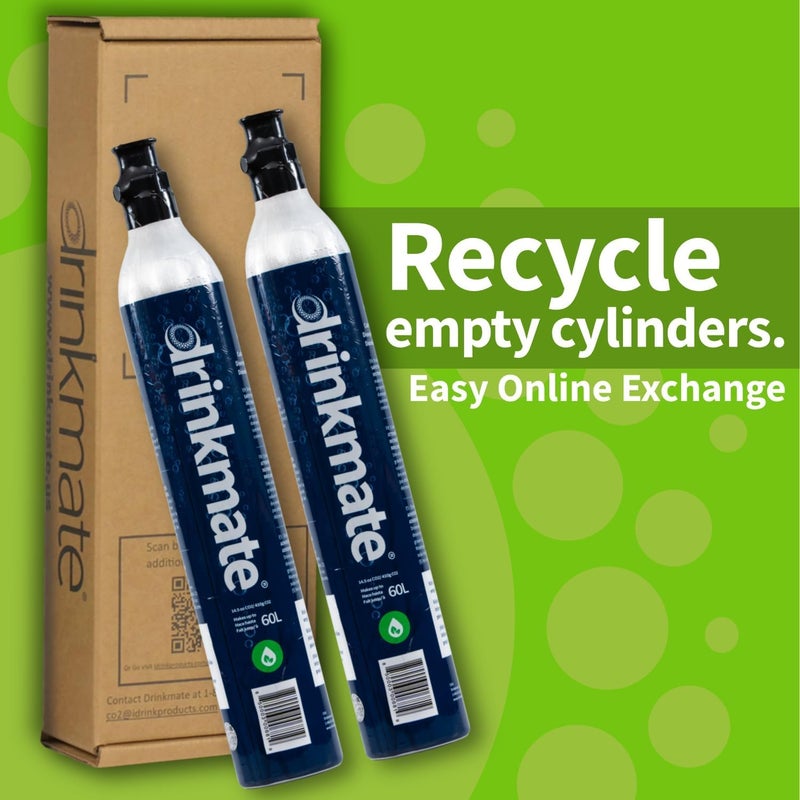 DrinkMate 60 Litre Spare Gas CO2 Cylinders, Compatible With SodaStream- 2 Pack - Filled - Image 4