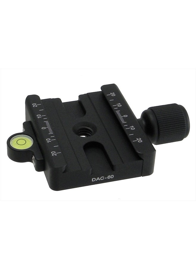 DAC-60 60mm QR Clamp 3/8" w 1/4" Adapter & Level Arca-Swiss Compatible for Tripod Head Quick Release