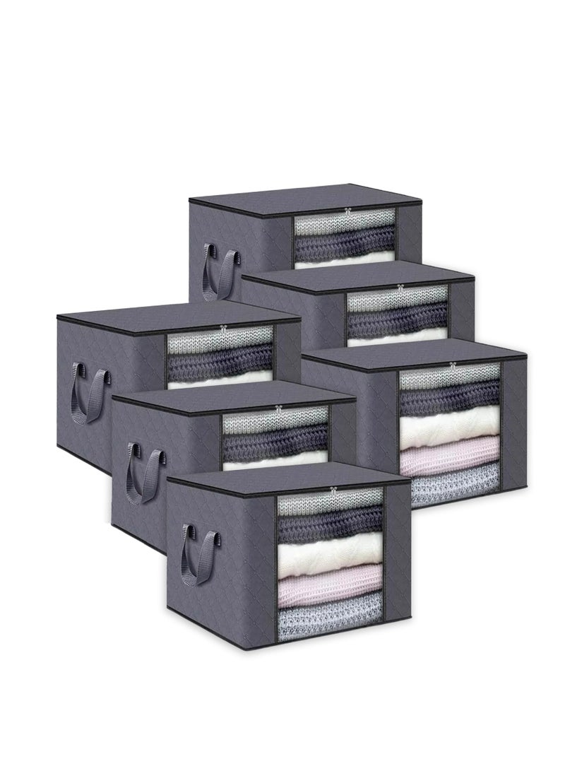 ZERIFAM Storage Bags, 6 Pcs Large Capacity Storage Bags - 90L Clothing Storage Foldable, Bedsheet Storage Bags, Suitable For Storing Duvet Covers, Blankets, Clothing, And Household Items. - Image 1