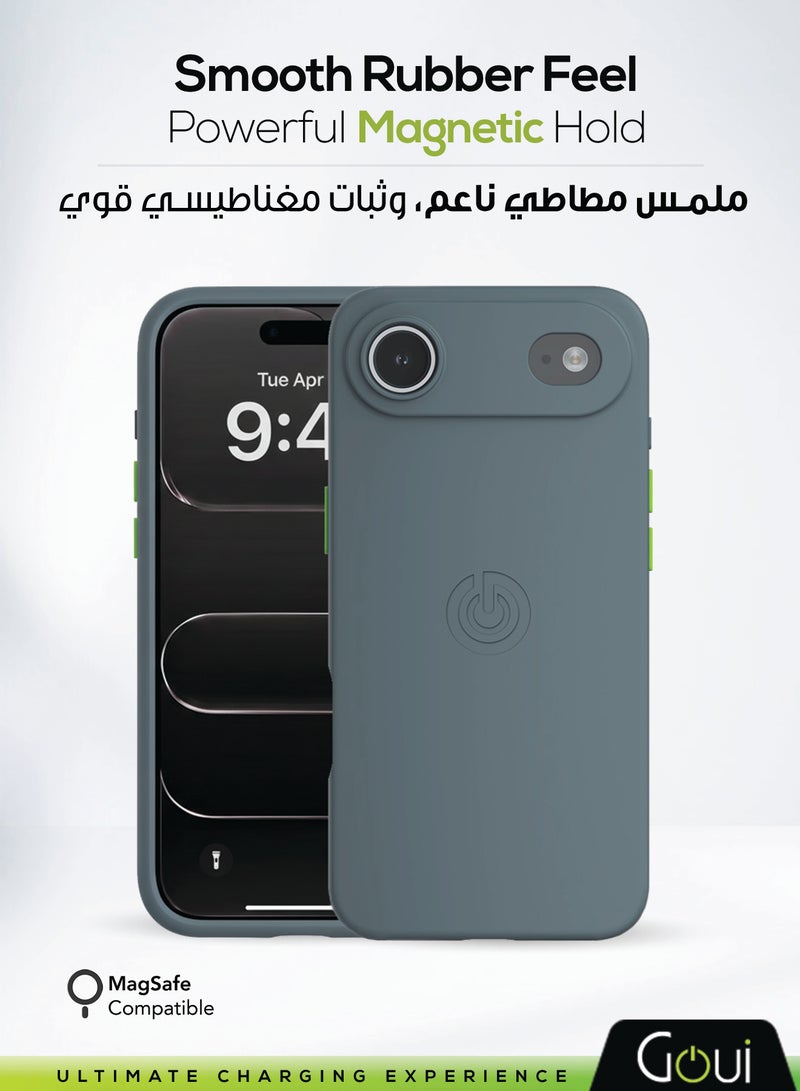 Goui iPhone 17 Air Case | Full-Coverage | MagSafe | Wireless Friendly | Colorful | Soft Touch | Magnetic Design for Mount Steel Grey - Image 1
