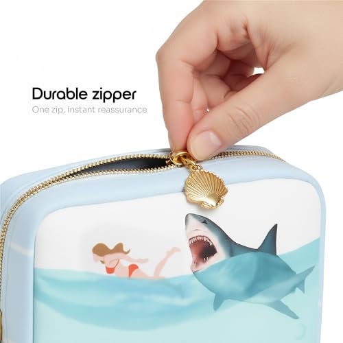 Primo Lines Period Bag for School – Compact Discreet Tampons & Pad Pouch with Waterproof Lining, Cute & Stylish Period Pouches for Teen Girls for School and Travel, First Period Kit (Shark Gifts) - Image 5
