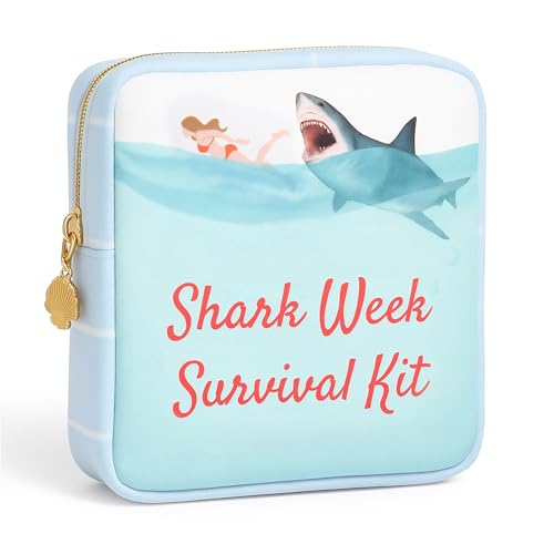 Primo Lines Period Bag for School – Compact Discreet Tampons & Pad Pouch with Waterproof Lining, Cute & Stylish Period Pouches for Teen Girls for School and Travel, First Period Kit (Shark Gifts) - Image 1