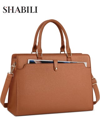 حقيبة لابتوب توت بسعة كبيرة وخفيفة من جلد PU للنساء، حقيبة ساتشل كتف وكروس بحجم ‎15.6‎ بوصة للسيدات مع جيب مغناطيسي وحزام قابل للفصل، حقيبة للعمل والجامعة والسفر ‎(بني)‎ - pzsku/Z4B39149D793475DB82F2Z/45/1750858599/a06a0219-119e-4dec-bc03-3574e19ecd81