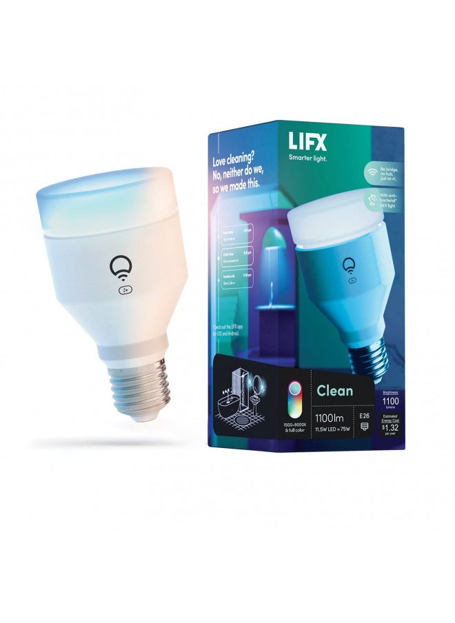 LIFX Color - Clean Edition, 1100 lumens, Wi-Fi Smart LED Light Bulb, Supercolor and Whites, No Bridge Required, Works with Alexa, Hey Google, HomeKit and Siri. HEV Antibacterial Function (1 Pack) - pzsku/Z4B391DB4F960DBE496DAZ/45/_/1731077852/8ab74b3e-1cdc-445b-a22d-3462ac0e7912