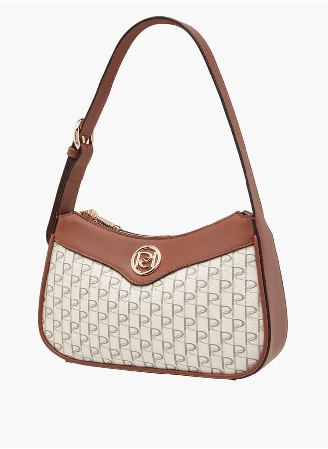بابريكا Women's Monogram Print Shoulder Bag with Zip Closure