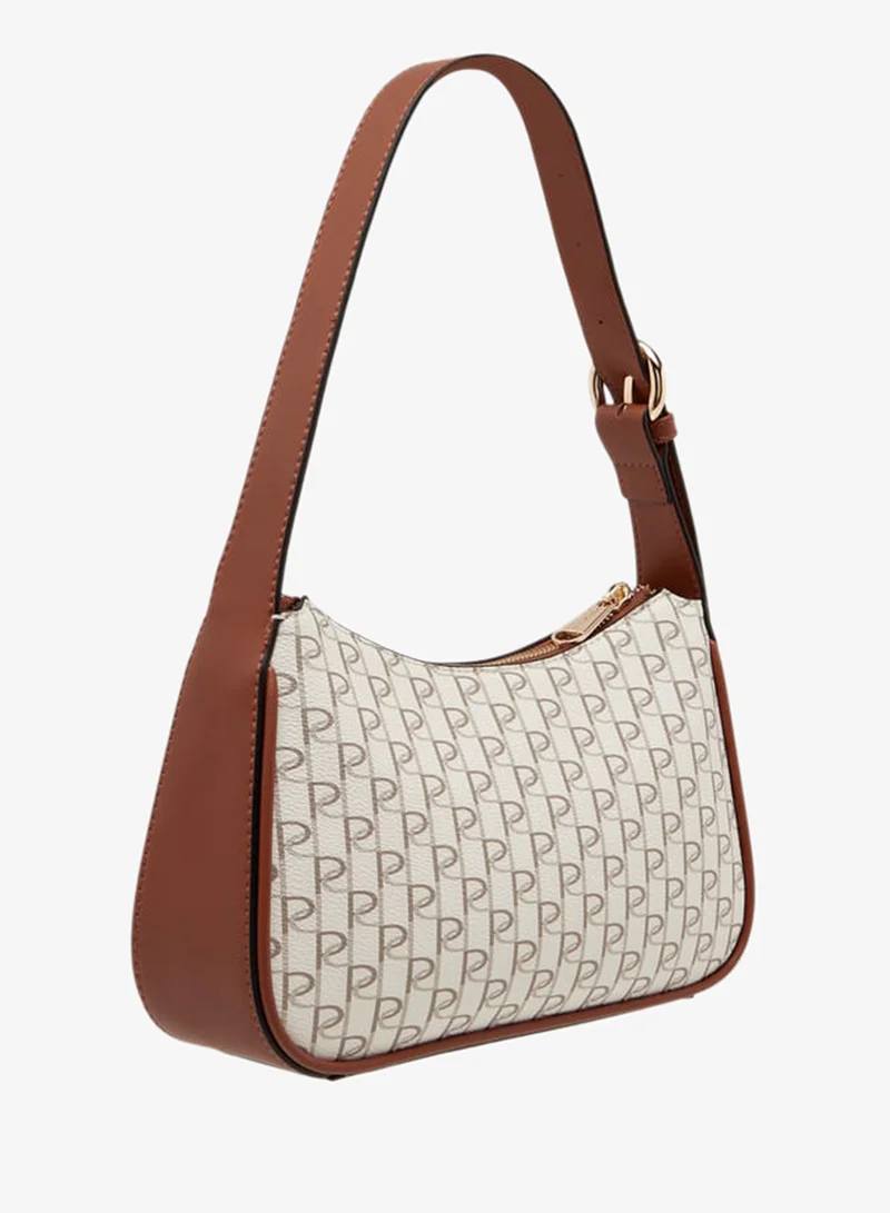 Paprika Women's Monogram Print Shoulder Bag with Zip Closure