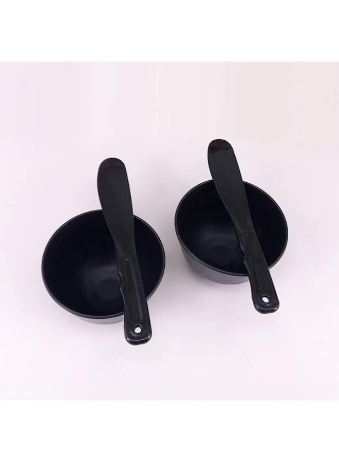 ChicAbode 2 قطعة مطاط قناع الوجه خلط وعاء, مع ملعقة البلاستيك, وعاء قناع الوجه, الطين قناع خلط وعاء, DIY العناية بالبشرة خلط أداة مجموعة, للسيدة النساء استخدام صالون التجميل المنزلي, أسود - Image 2