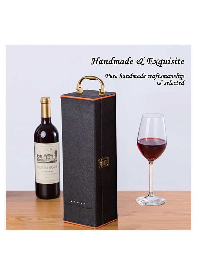 KASTWAVE Wine Leather Box Bottle Holder Storage Tote Carrier with Wine Accessories Gifts for Women Adults Wine Lovers (Rhinestone)  - Image 4