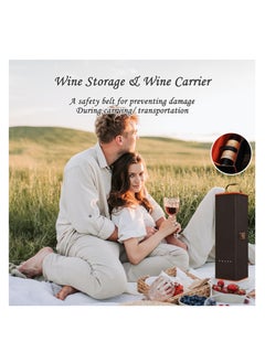 KASTWAVE Wine Leather Box Bottle Holder Storage Tote Carrier with Wine Accessories Gifts for Women Adults Wine Lovers (Rhinestone)  - Image 2