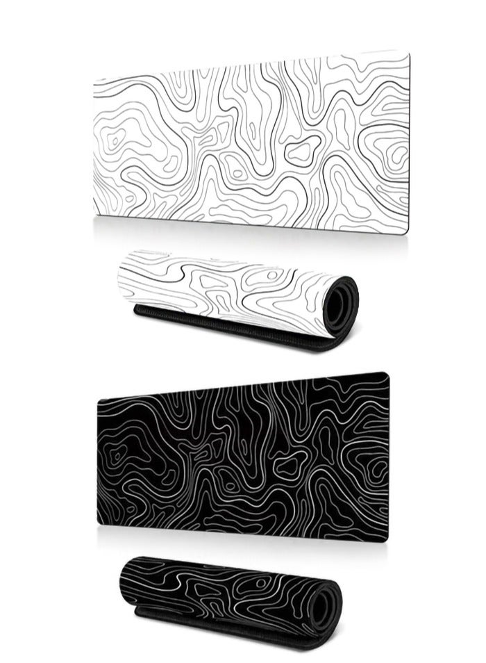 Large  Anti-Slip Rubber Gaming Mouse Pad Suitable for Gaming, Office (Black，White） - Image 1