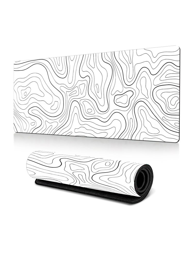 Large  Anti-Slip Rubber Gaming Mouse Pad Suitable for Gaming, Office (Black，White） - Image 2