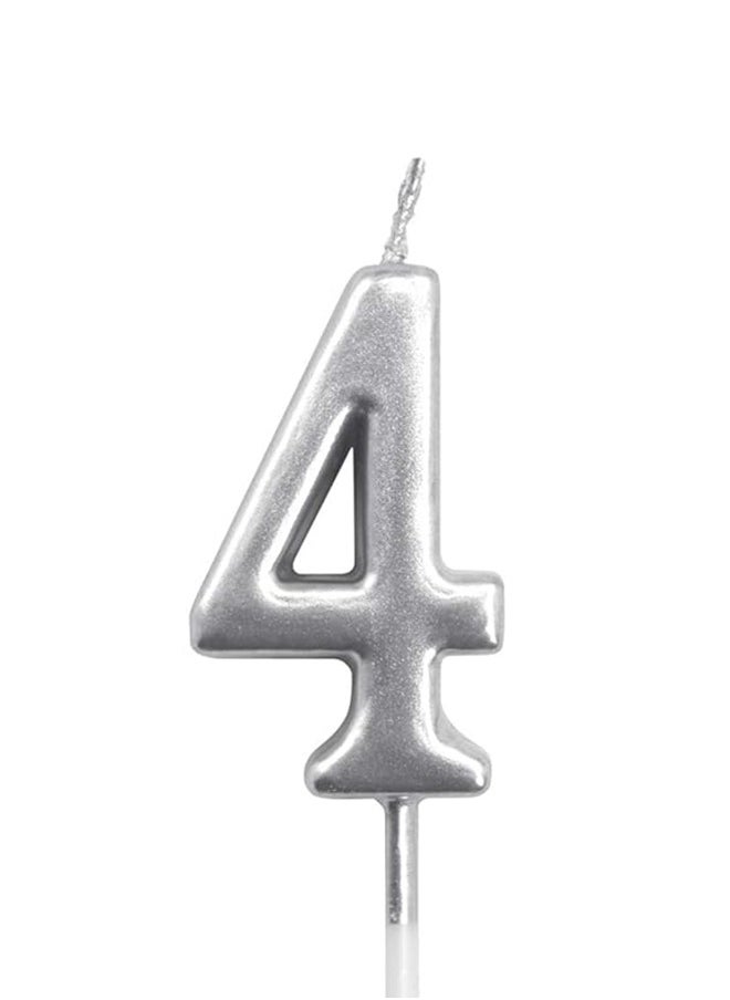 Share the Love Silver Number Four Birthday Candle - Ideal for Parties and  Birthday Celebrations  - Image 1
