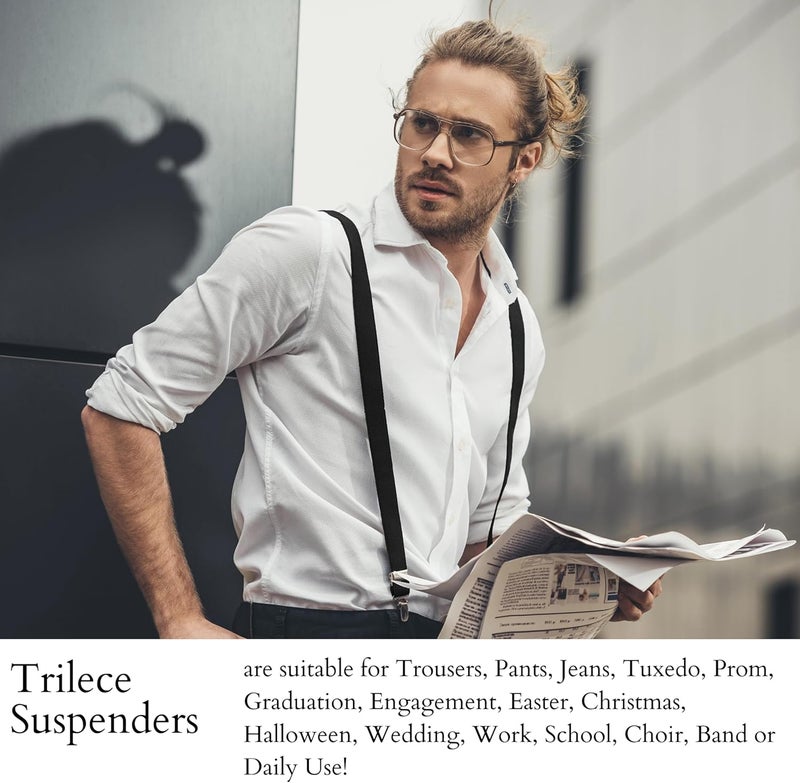 Trilece Suspenders for Men - Adjustable Elastic Mens Suspenders with Heavy Duty Strong Clips - Image 4