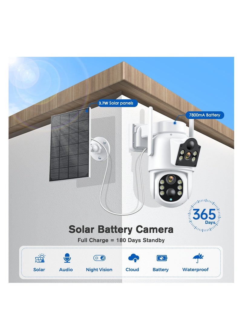 Furtey - Solar Camera Outdoor 4MP Wireless Battery Camera PTZ 360° View, PIR Motion Detection, Smart Night Vision, IP65, 2-Way Audio, 2.4GHz WiFi - Image 1