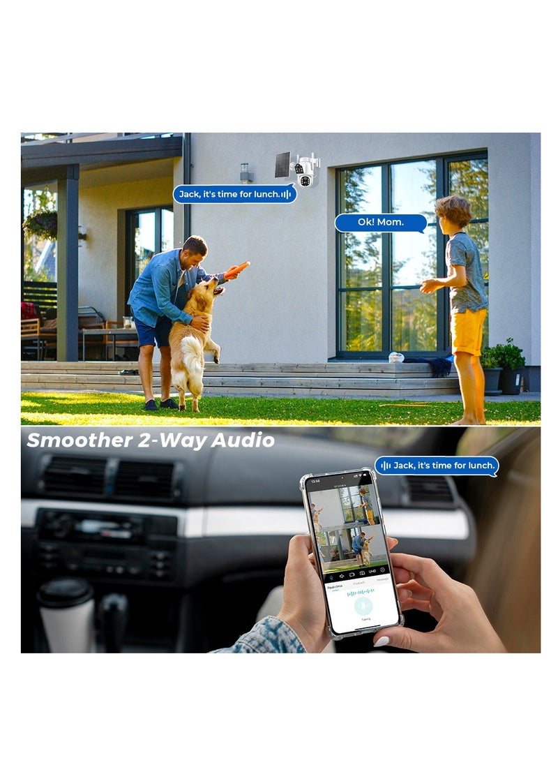 Furtey - Solar Camera Outdoor 4MP Wireless Battery Camera PTZ 360° View, PIR Motion Detection, Smart Night Vision, IP65, 2-Way Audio, 2.4GHz WiFi - Image 1