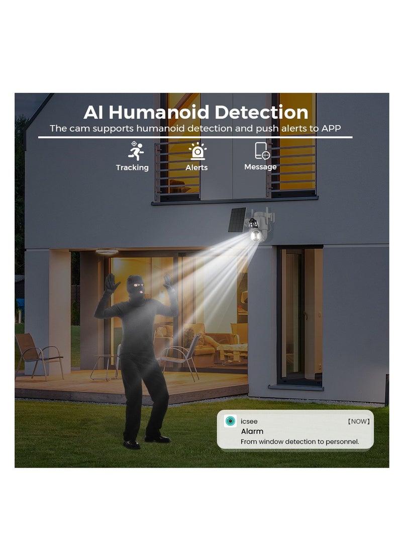 Furtey - Solar Camera Outdoor 4MP Wireless Battery Camera PTZ 360° View, PIR Motion Detection, Smart Night Vision, IP65, 2-Way Audio, 2.4GHz WiFi - Image 1