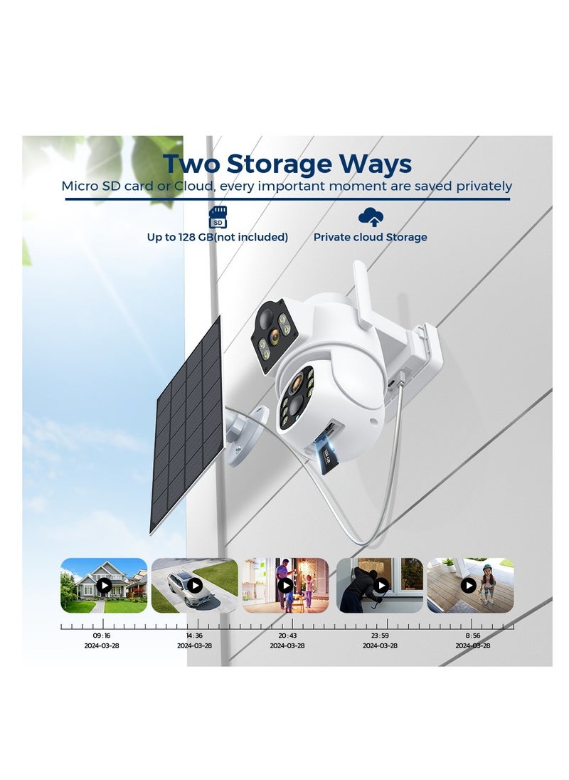 Furtey - Solar Camera Outdoor 4MP Wireless Battery Camera PTZ 360° View, PIR Motion Detection, Smart Night Vision, IP65, 2-Way Audio, 2.4GHz WiFi - Image 1
