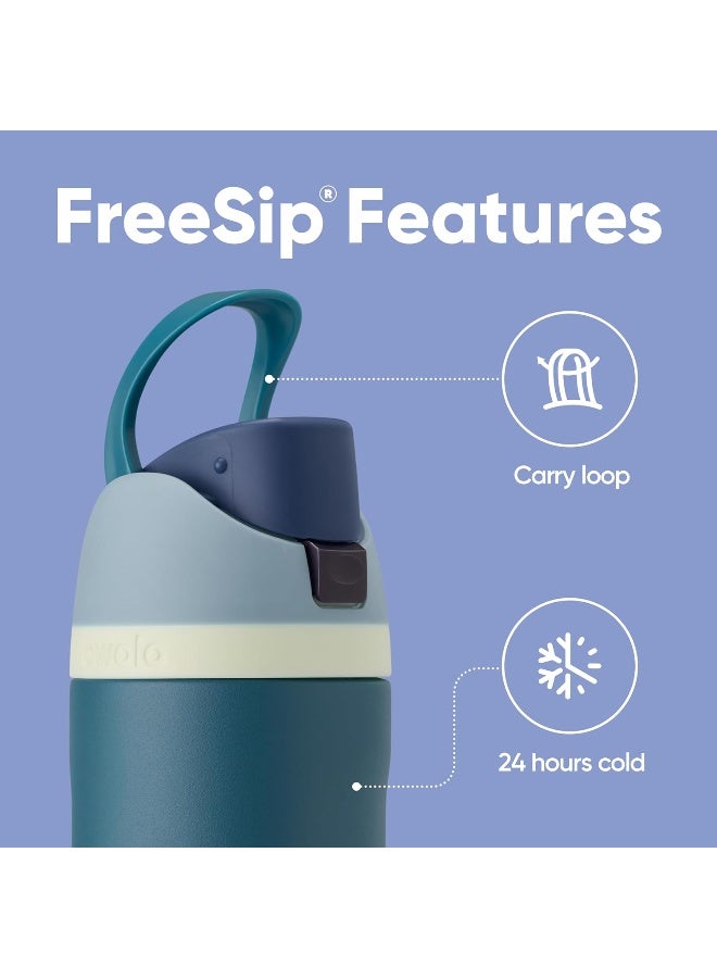 FreeSip Insulated Stainless Steel Water Bottle with Straw for Sports and Travel, BPA-Free, 24-oz, Blue/Teal (Denim) - view 4