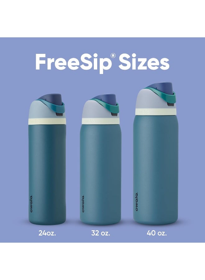 FreeSip Insulated Stainless Steel Water Bottle with Straw for Sports and Travel, BPA-Free, 24-oz, Blue/Teal (Denim) - view 5