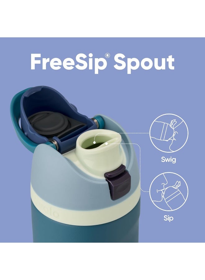 FreeSip Insulated Stainless Steel Water Bottle with Straw for Sports and Travel, BPA-Free, 24-oz, Blue/Teal (Denim) - view 2